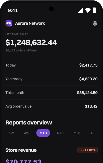 PayNow app, store overview
