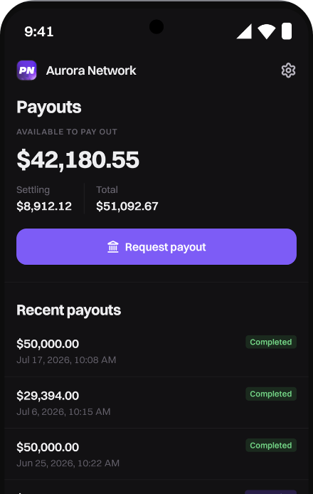 PayNow app, payouts