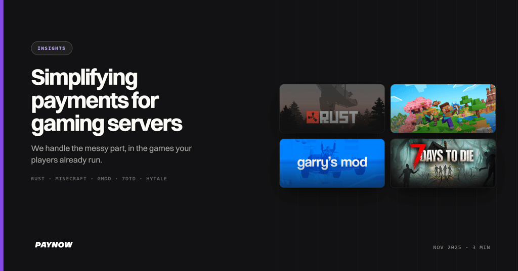 Simplifying Payments for Gaming Servers