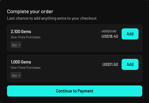 Pre-payment upsell dialog