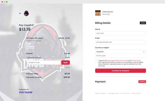cavepvp store checkout