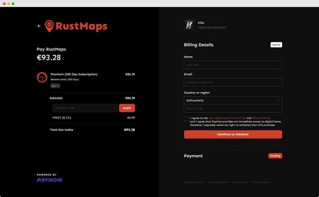 rustmaps store checkout